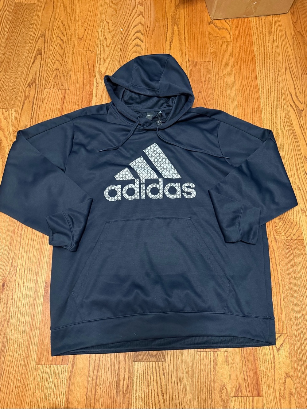 adidas Black Hooded Pullover with White Logo